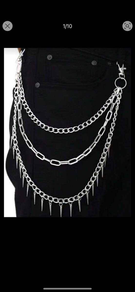 Chaîne de pantalon gothique argentée