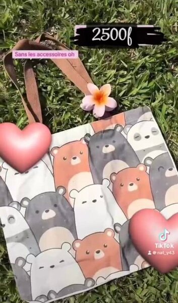 Sac cabas motif ours mignon