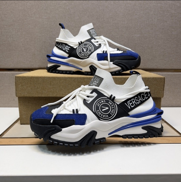 Chaussures Versace Homme - Blanc, Bleu et Noir