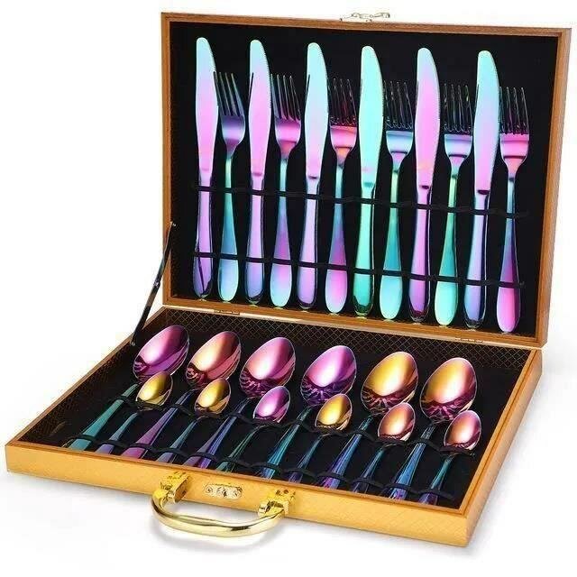 Ensemble couverts 25 pièces en acier inoxydable comprenant 6