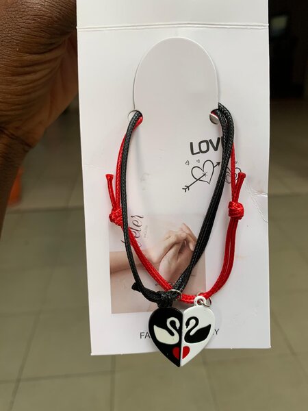 Bracelet Couple Amour en Cordon Rouge et Noir