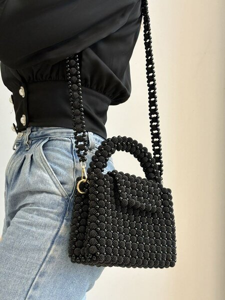 Sac bandoulière perlés