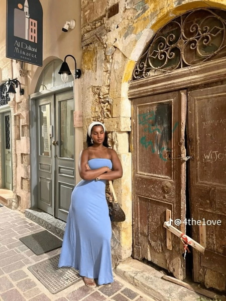 Robe longue sans bretelles