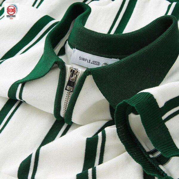 Polo rayé vert homme stylé