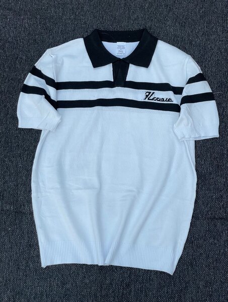 Polo homme blanc rayé