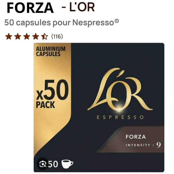 Capsules Espresso L'OR Forza