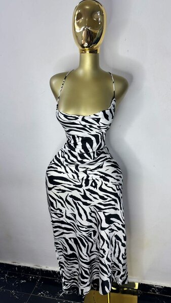 Robe Longue Imprimée Zèbre