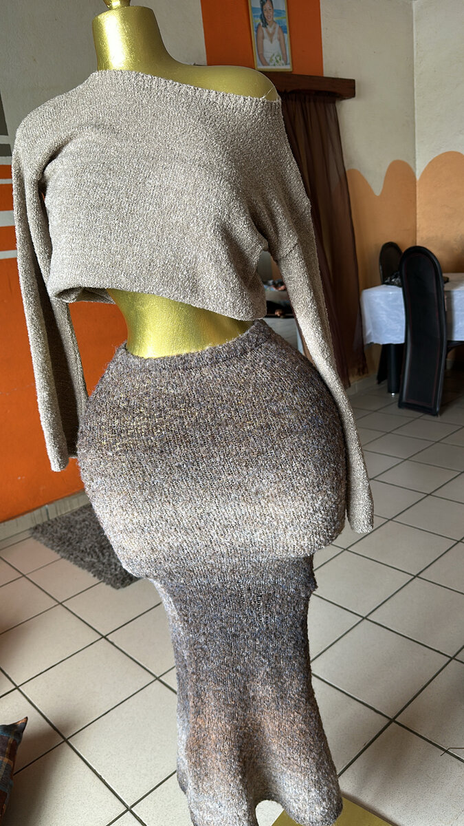 Jupe longue en tricot dégradé