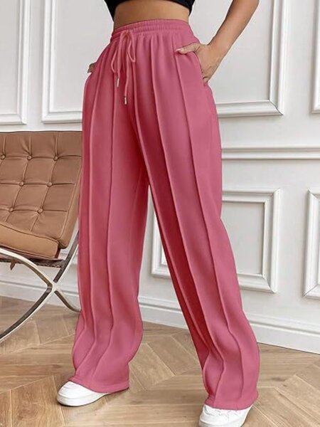 Pantalon ample taille haute femme