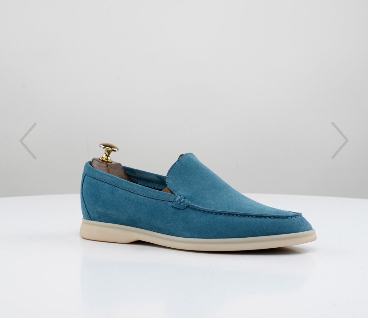 Mocassins en daim bleu homme