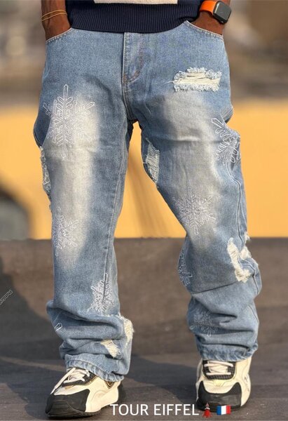 Jean brodé décontracté homme