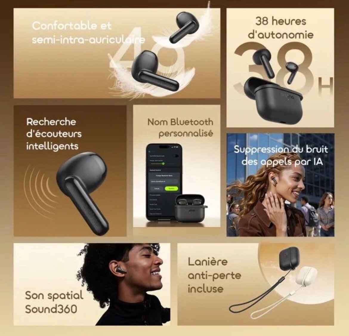 Écouteurs Bluetooth sans fil Oraimo SpaceBuds Air