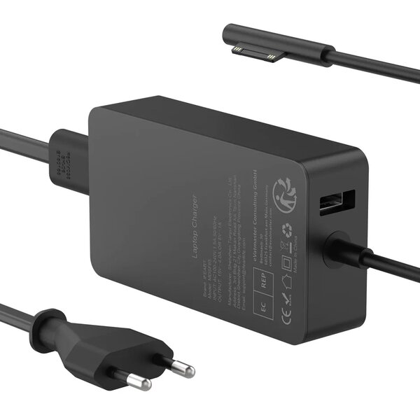 Chargeur pour Surface Pro, Go, Book et Laptop 65W 15V4 A