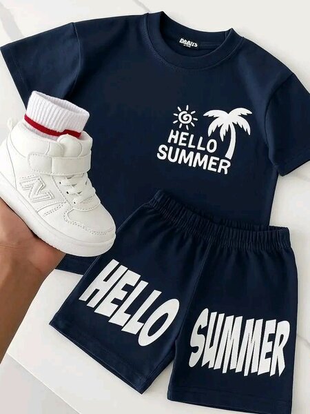 Ensemble garçons 'Hello Summer' bleu marine