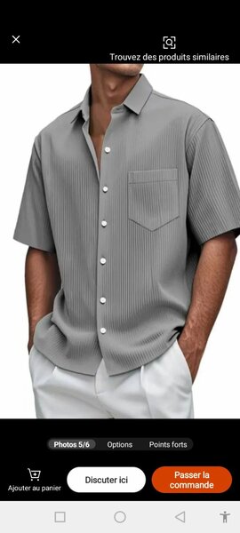 Chemise grise à manches courtes