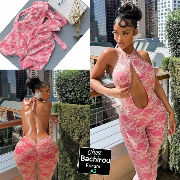 Combinaison sexy rose