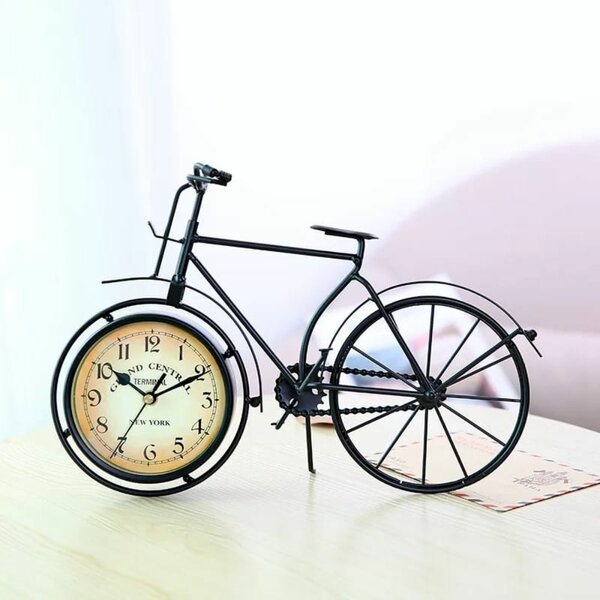 Vintage Antique-Style Metal Bicycle Decor Clock Timepiece