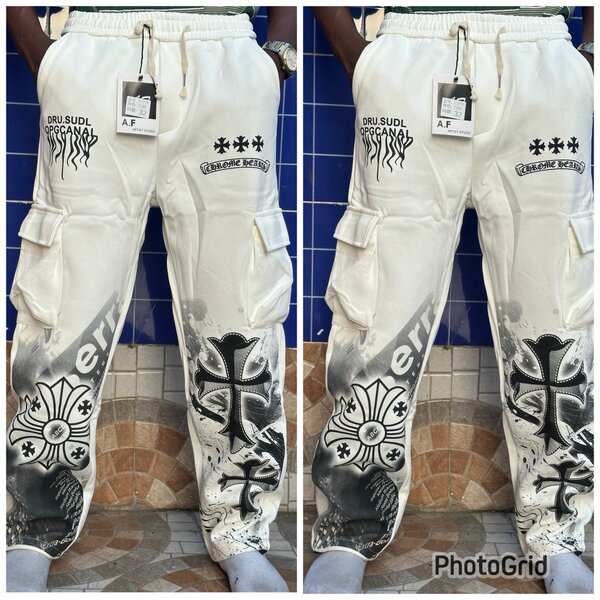 Pantalon cargo blanc homme