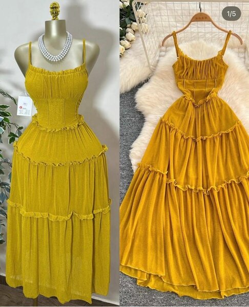 Robe longue jaune femme été