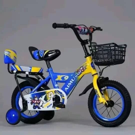 Vélo enfant 12 pouces bleu et jaune