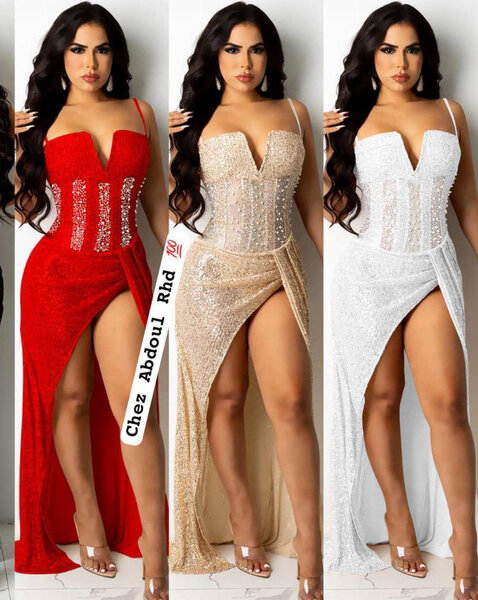 Robe Fendue Éclatante Femme