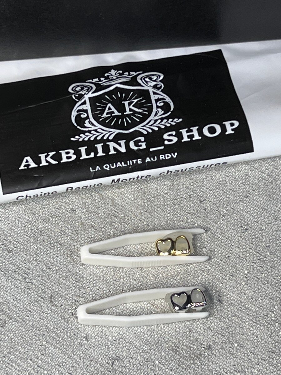 Grillz en cœur doré et argenté