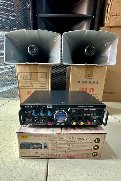 Car horn and amplifier set