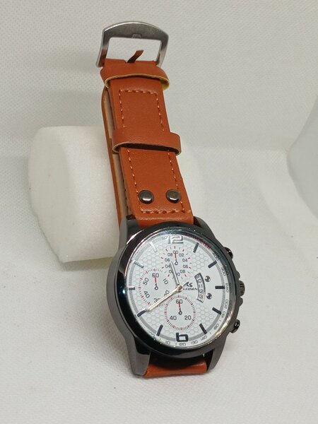 Brown leather strap watch