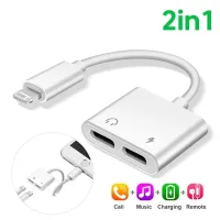 Elough 2 In 1 Audio Charging Adapter For iPhone Jack Headset Lighting 3.5mm To Headphone Splitter Charging Earphone Cable