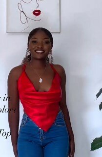 Silk Red Top With Open Back