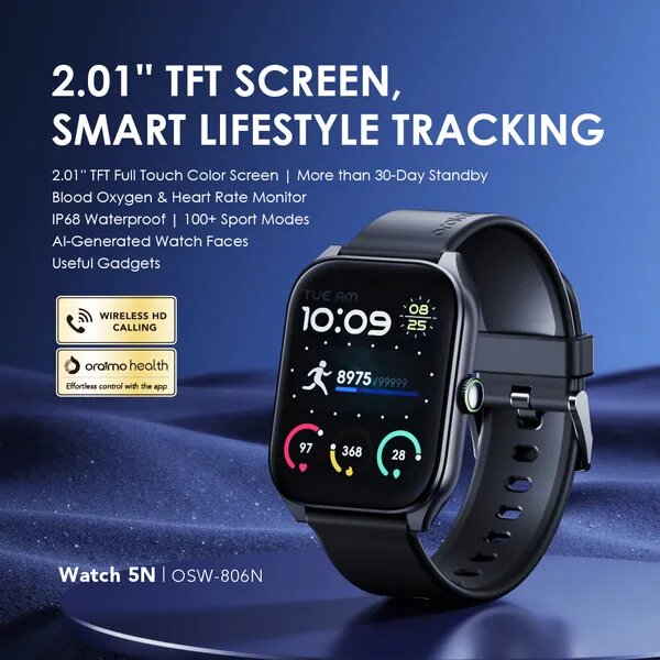 oraimo Watch 5N 2.01'' TFT IP68 Smart Watch