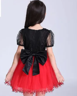 Girls Clothes Dress, Children Summer , Baby Girl Party Baby Girl Red Lace Ball Gown, ( Fabric Net)