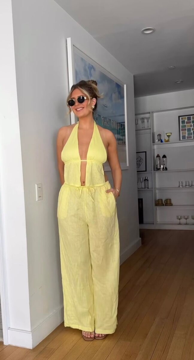 Ensemble de plage jaune élégant