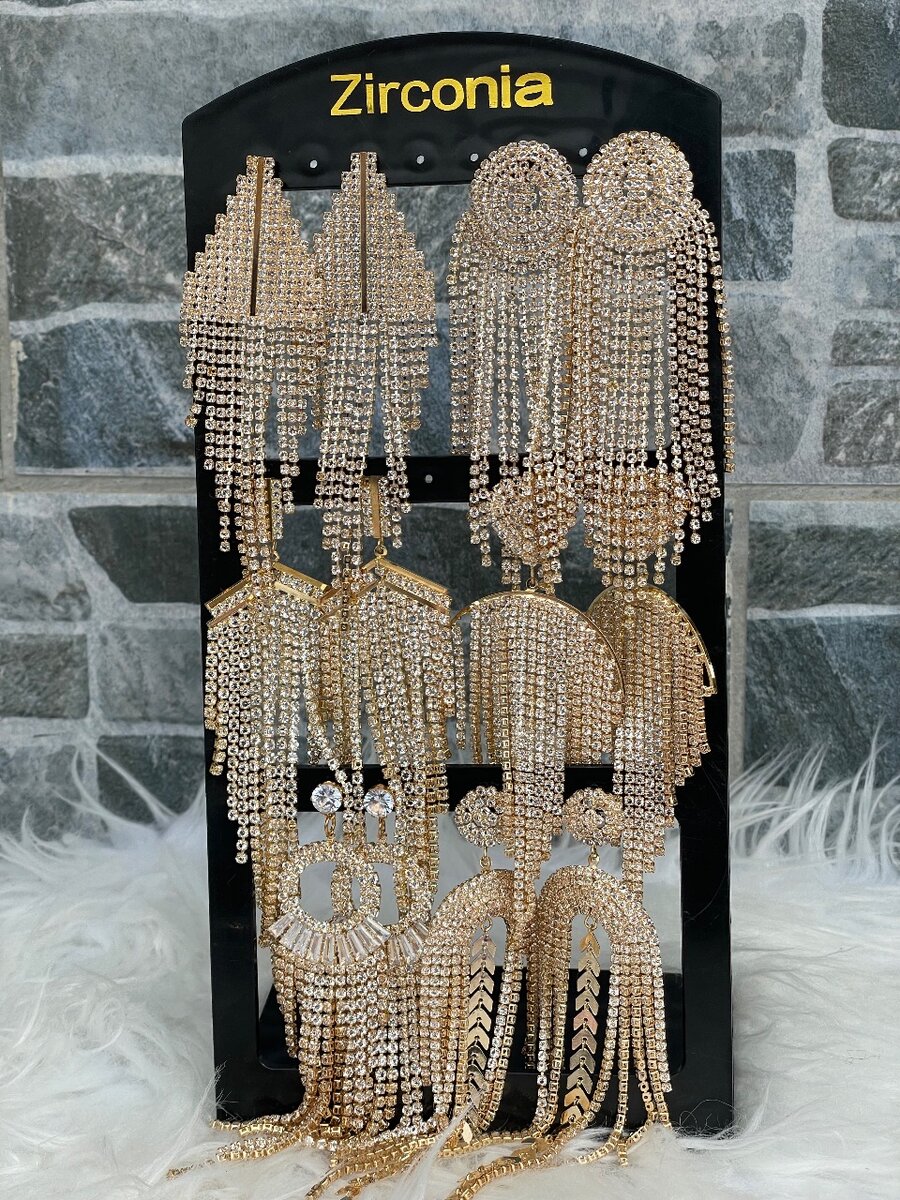 Boucles d'oreilles pendantes zircon