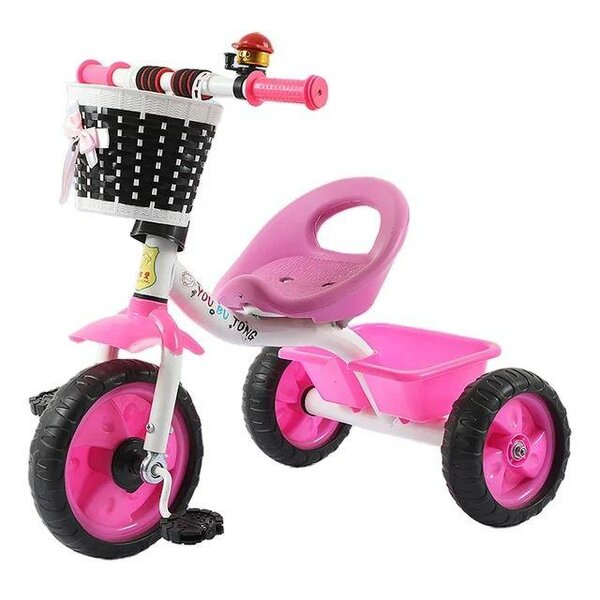 Tricycle enfant rose avec panier