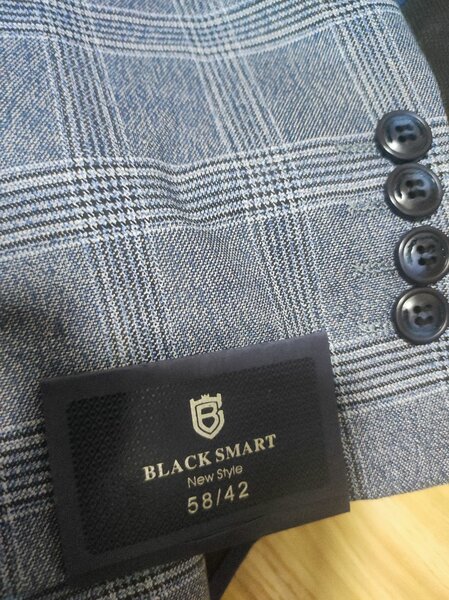 Veste de costume grise à carreaux BLACK SMART