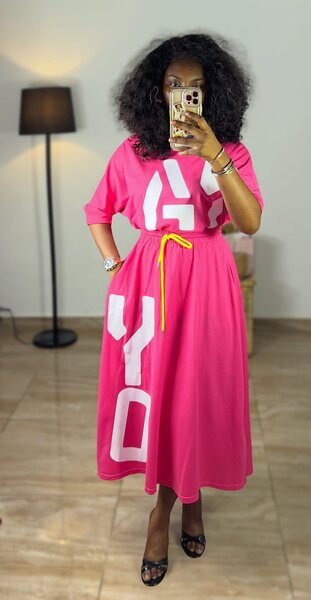 Robe longue rose pour femme