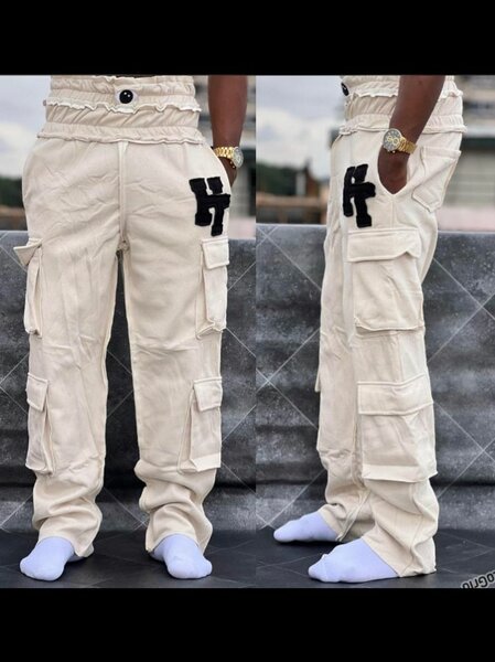Pantalon cargo beige homme
