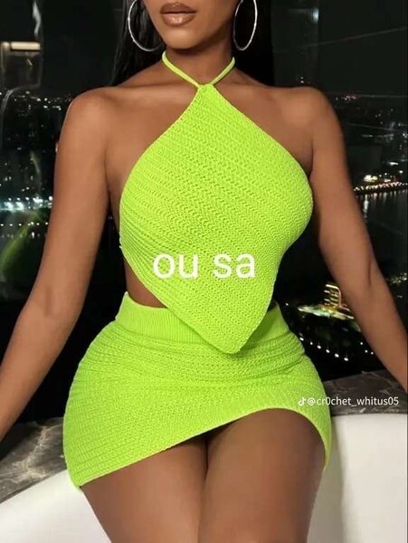 Ensemble Vert Fluo Crochet Femme