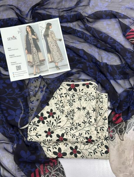 Lady's 3pc Unstich Suit IZNIK LAWN COLLECTION