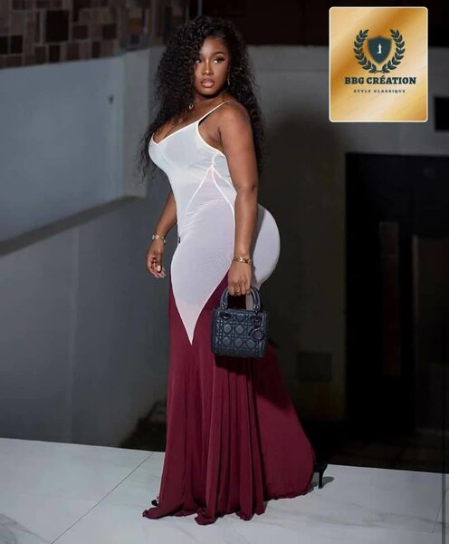 Robe longue élégante bicolore