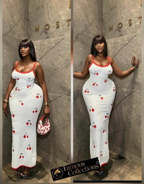 Robe Longue à Motif Cerises