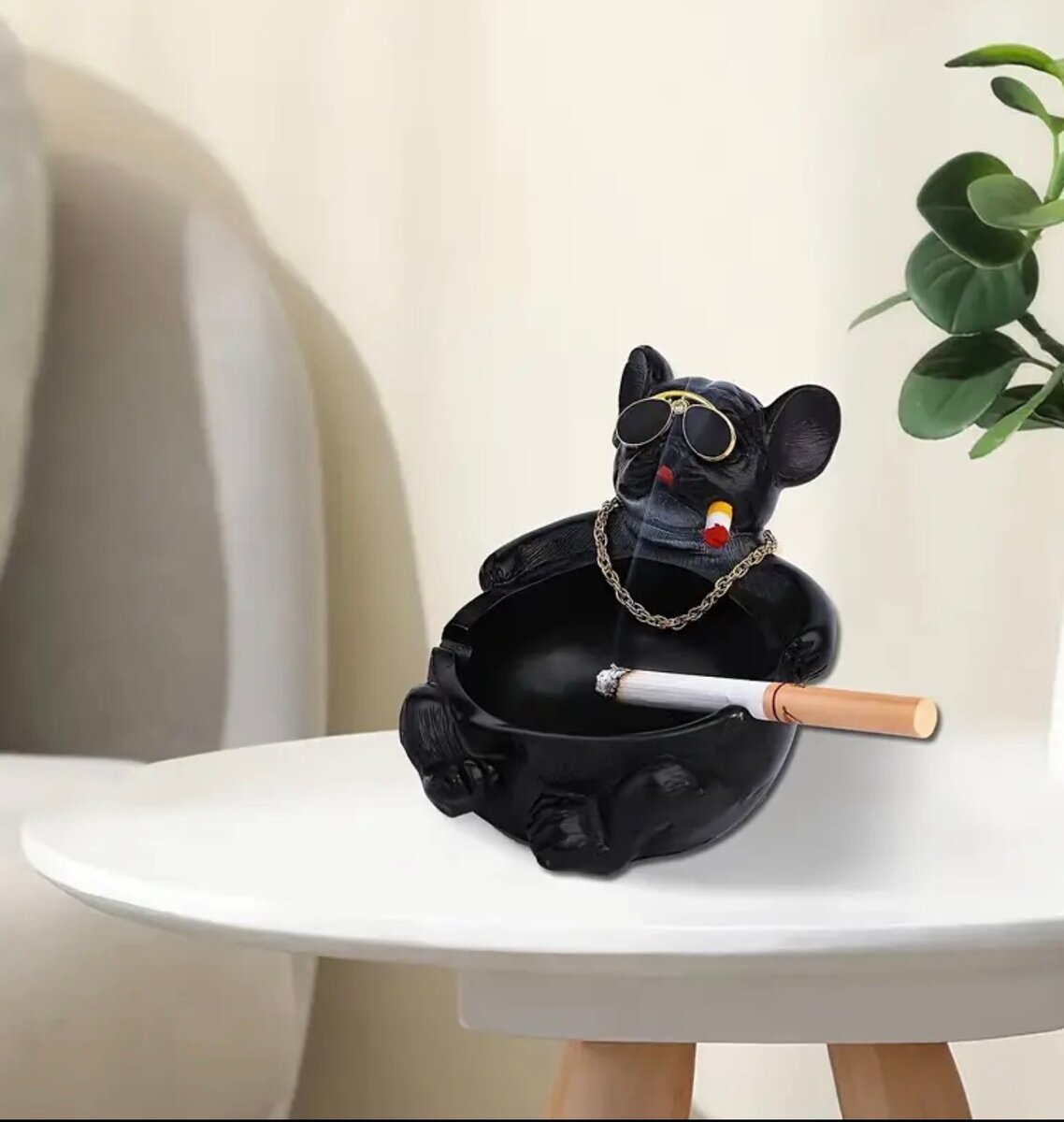 Cendrier chien Bulldog anglais noir