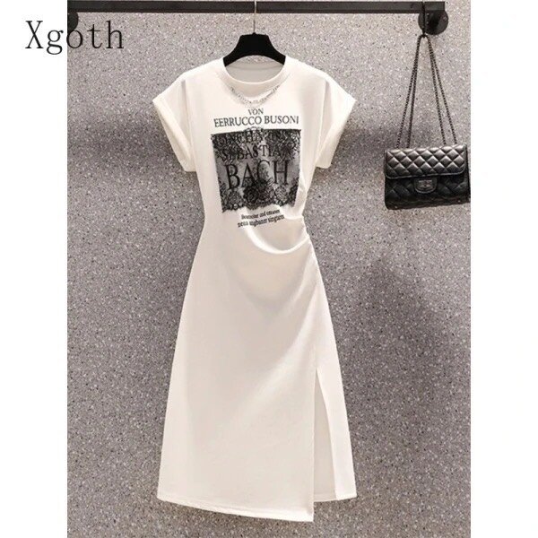 Robe T-shirt blanche imprimée