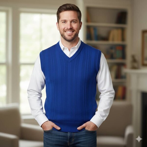 Gilet en maille bleu homme