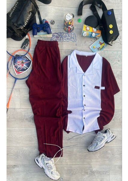 Ensemble décontracté rouge et blanc