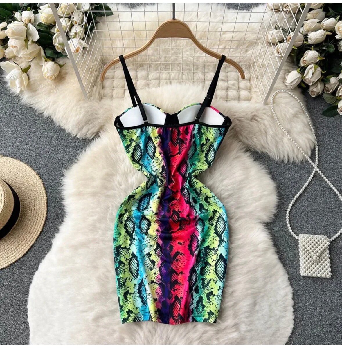 Robe courte imprimé serpent coloré