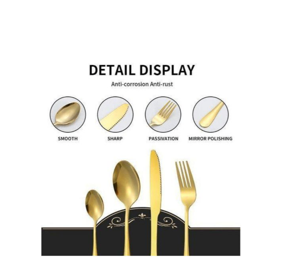 Set de Couverts Dorés 24 Pièces