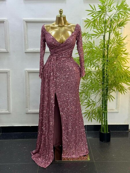 Robe de soirée saumon