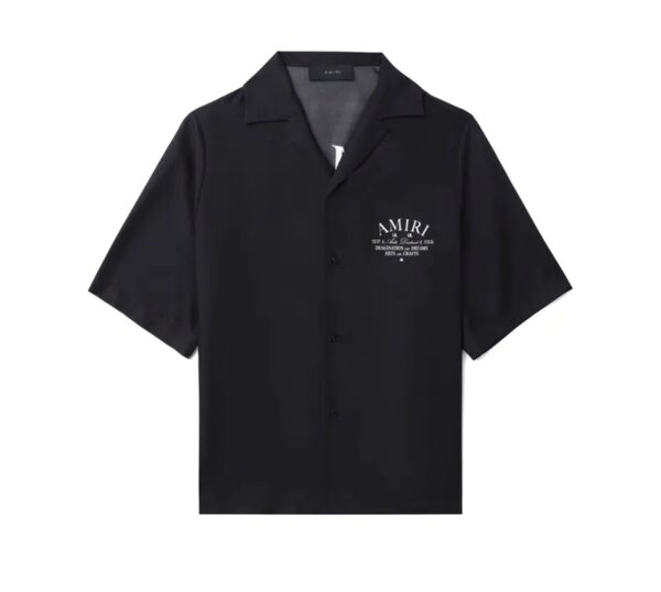 logo-print short-sleeve silk shirt